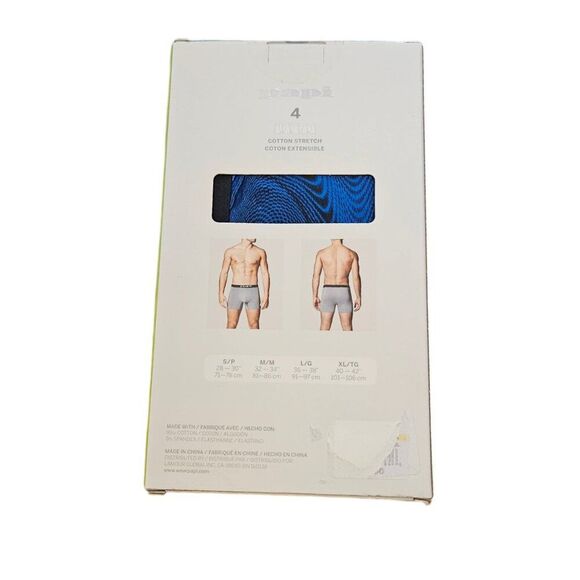Papi Cotton Stretch Men's Boxer Briefs Size Medium 4 Pack Blue Gray Underwear - Picture 2 of 7
